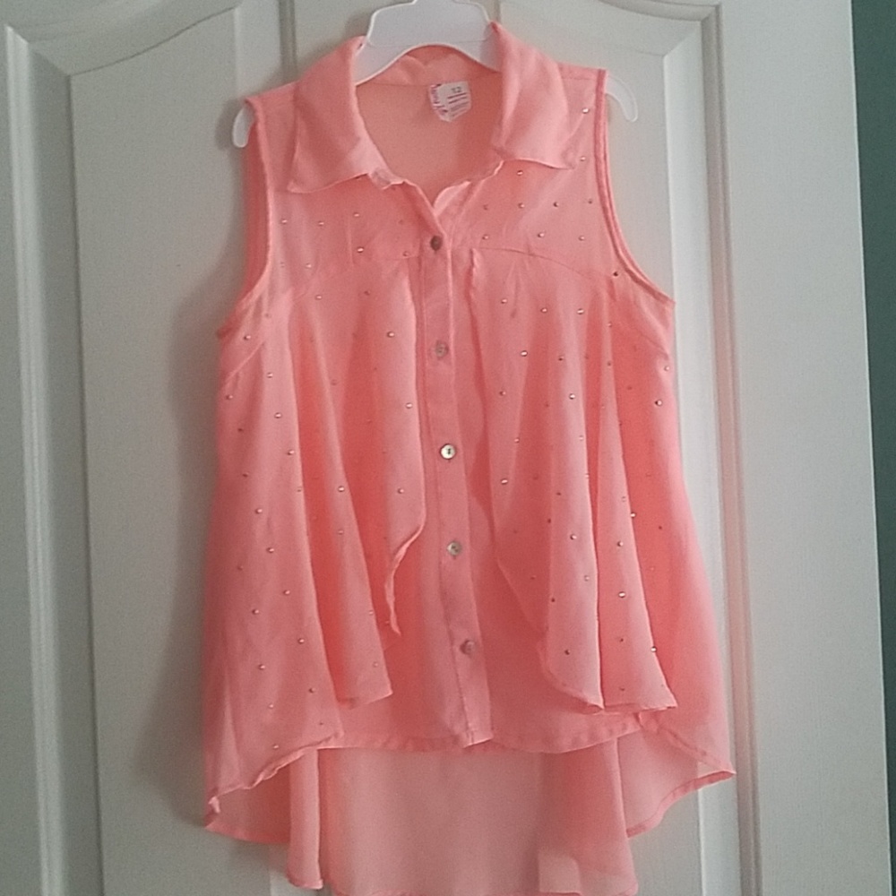 Japna Kids Sheer Salmon Pink Sequined Vest
